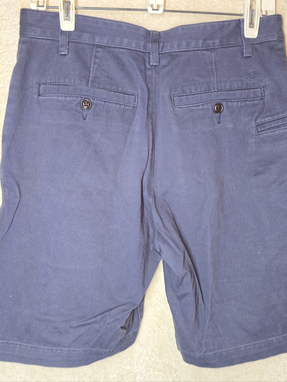 Dockers Khaki Deim Logo Faded Navy Blue Casual Cotton Chino Shorts Size W29 - Picture 6 of 7